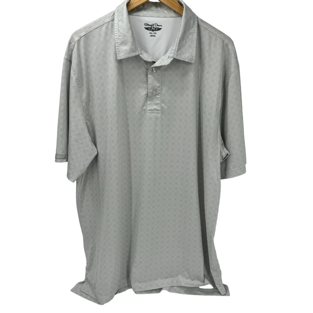 Straight Down Polo Shirt Mens‎ XXL Gray Geometric Short Sleeve Golf